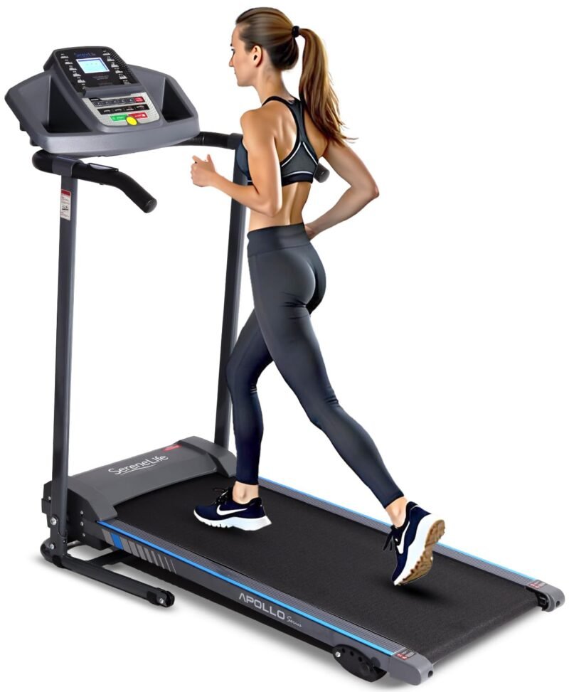 SereneLife SLFTRD18 Folding Treadmill – 0.6–6 MPH, 4-Level Manual Incline, Bluetooth App Sync, 39.3″×15.7″ Belt, Compact Digital Trainer - Image 4