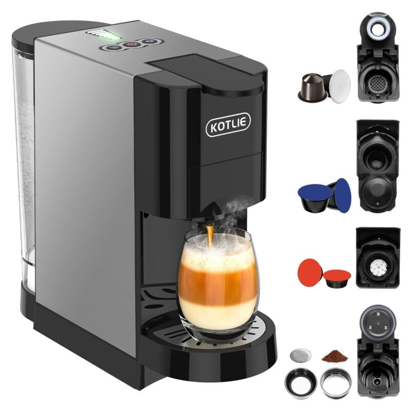 KOTLIE AC-513HF 5-in-1 19-Bar Multi-Capsule Espresso Machine – Compatible with Nespresso Original, Dolce Gusto, Lavazza Mio, L’OR, Ground & ESE Pods - Image 3