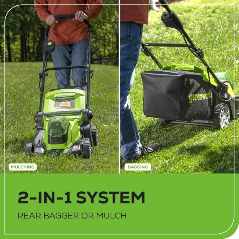 Greenworks 48V Brushless Cordless Push Lawn Mower – 17″ (43 cm) Deck, Dual 4.0 Ah Batteries & Rapid Charger, 45 Min Runtime - Image 16