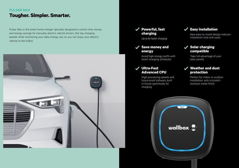 Wallbox Black Pulsar Max 7.4KW 5m Tethered EV Charger PLP2-0-2-2-F-002-C Only In ElectoGb