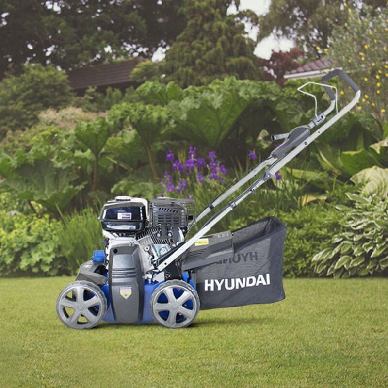 Hyundai HYSC210 40cm Petrol Lawn Scarifier & Aerator 212cc Engine, 4-Stroke Engine for Lawn Care & Maintenance